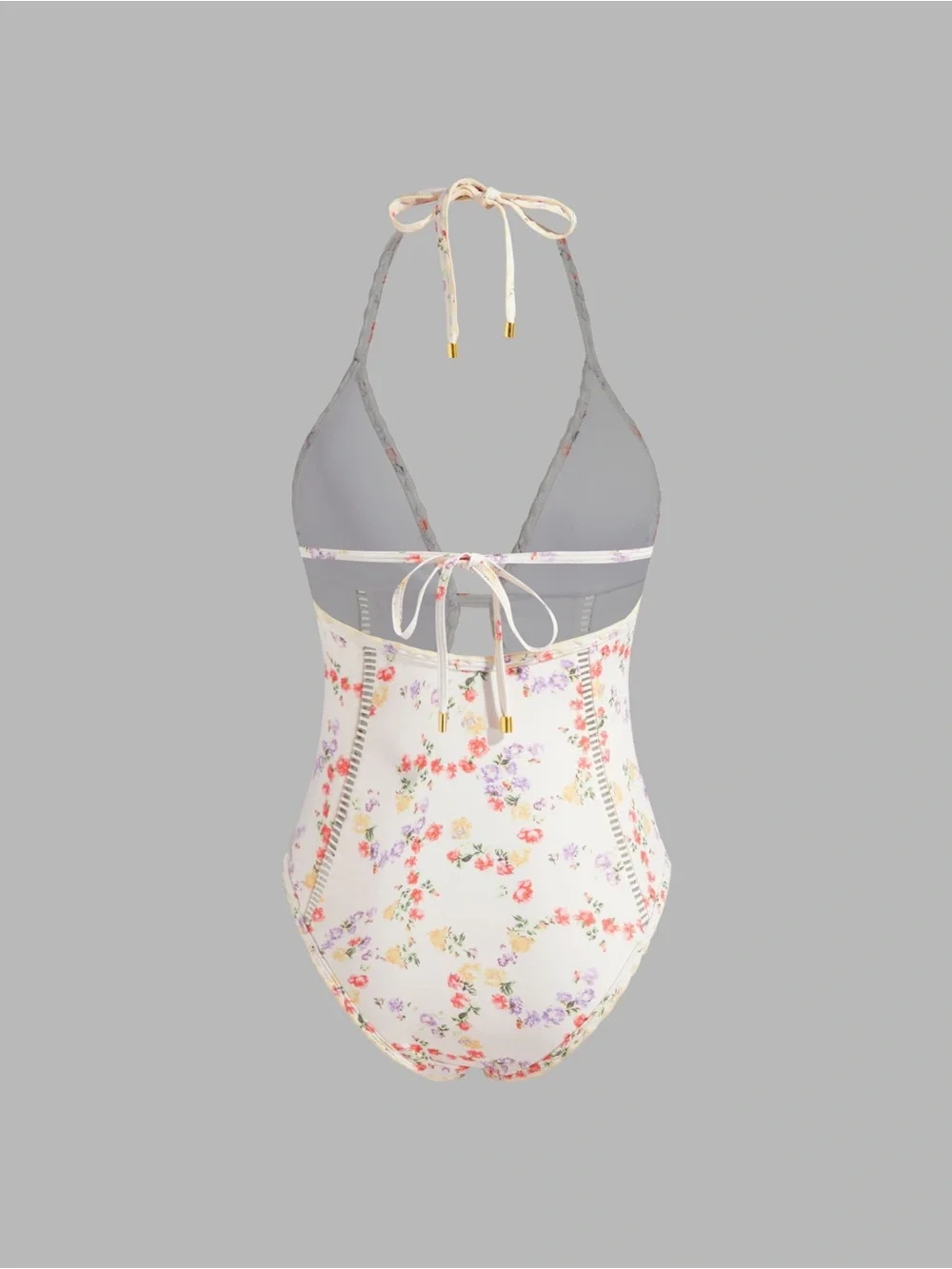 Cider Shaping Cream Floral Cut Out Halter One-Piece Swimsuit Women's Size L/8